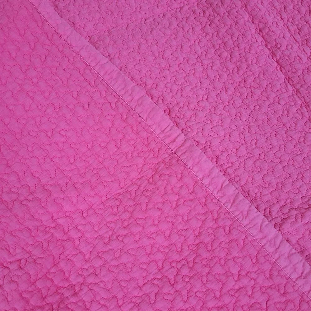 Queen Size Quilted Pink Textured Light Weight 100% Cotton Comfort Bed Blanket